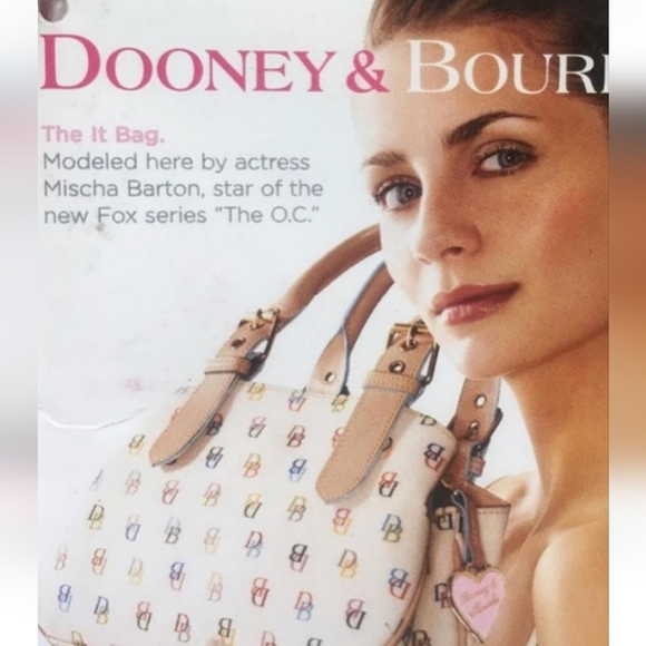 Dooney & Bourke Multi-Colored Leather-Trimmed Monogram Y2K Handle Bag w/Dust Bag - Picture 2 of 16